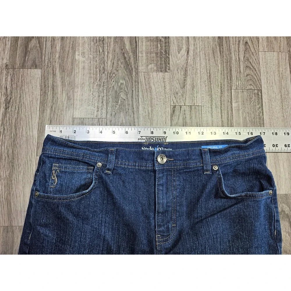 Style & Co Jeans Womens 12PS Petite Short Dark Wash Natural Fit Straight Leg